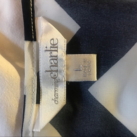 Charming Charlie Navy Blue & White Chevron Blouse - Picture 5 of 5
